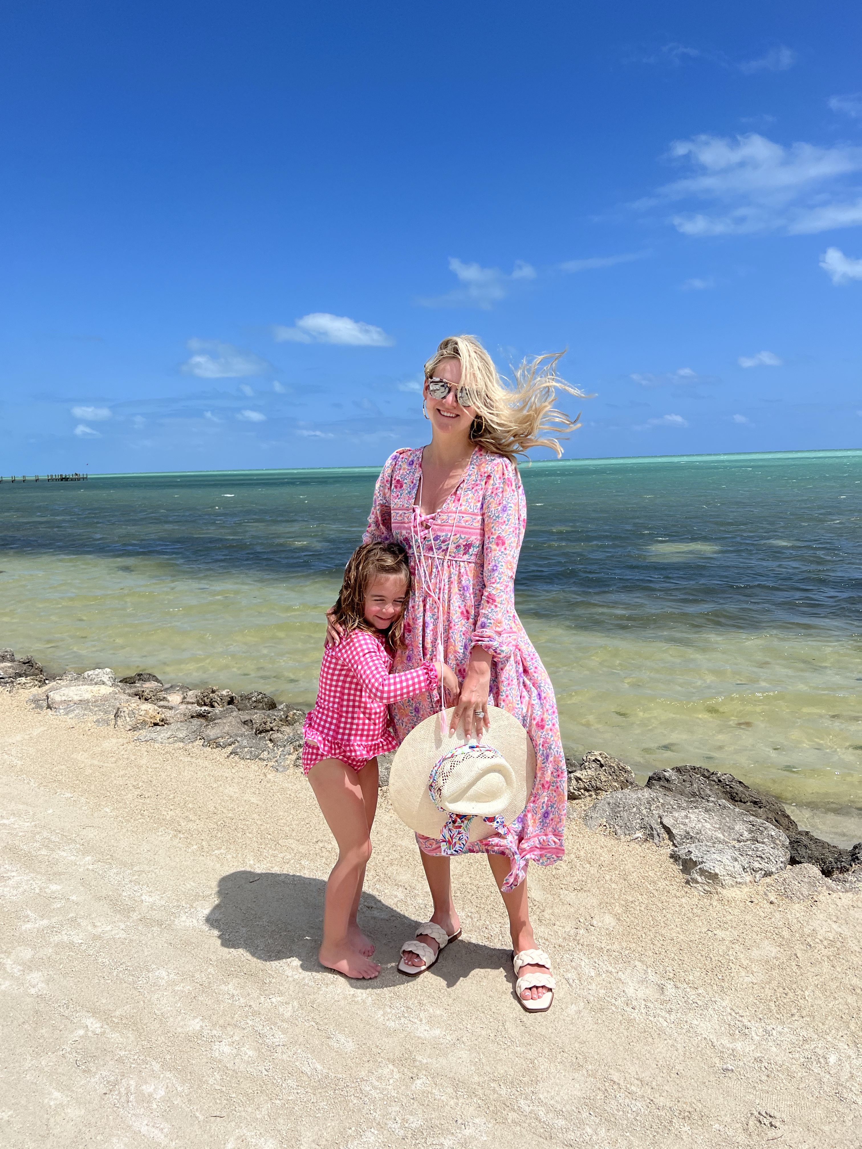 mother daughter near florida ocean